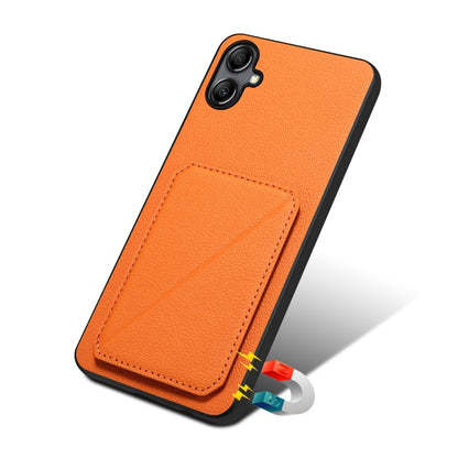 For Samsung Galaxy S23 FE 5G Denior Imitation Calf Leather Back Phone Case with Holder(Orange) - Galaxy S23 FE 5G Cases by Denior | Online Shopping UK | buy2fix