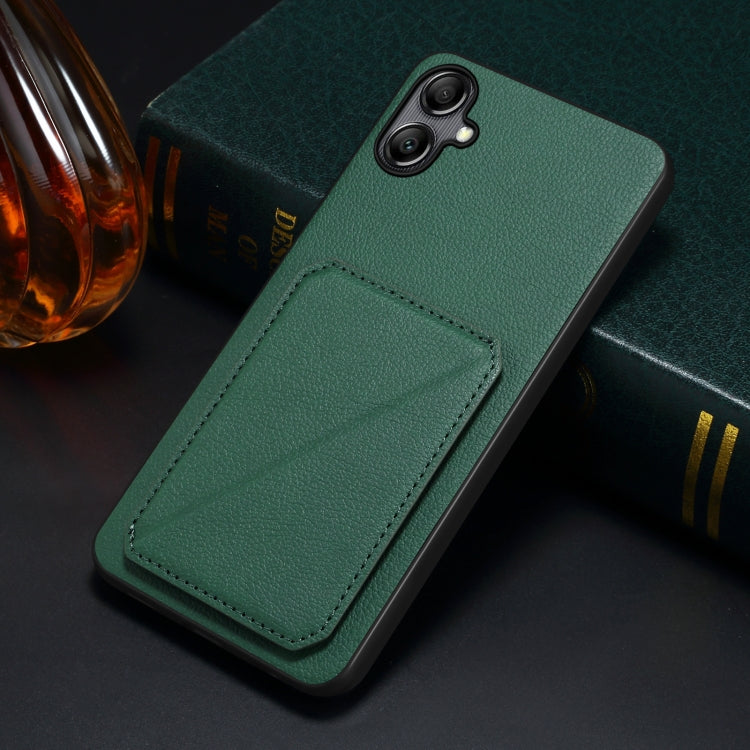 For Samsung Galaxy S24+ 5G Denior Imitation Calf Leather Back Phone Case with Holder(Green) - Galaxy S24+ 5G Cases by Denior | Online Shopping UK | buy2fix