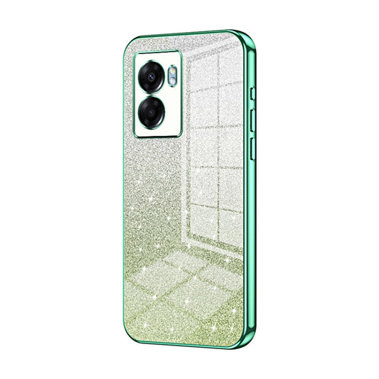For OPPO A57 5G Gradient Glitter Powder Electroplated Phone Case(Green) - OPPO Cases by buy2fix | Online Shopping UK | buy2fix