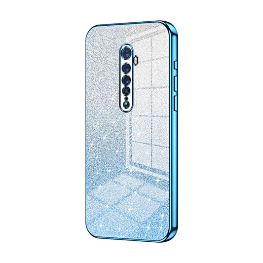 For OPPO Reno2 Gradient Glitter Powder Electroplated Phone Case(Blue) - OPPO Cases by buy2fix | Online Shopping UK | buy2fix