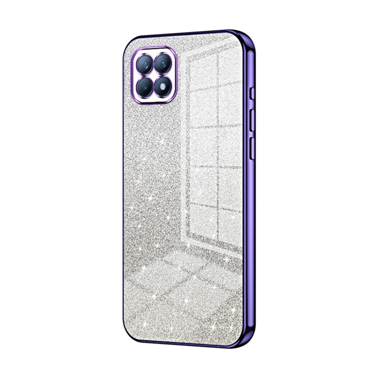 For OPPO Reno4 SE Gradient Glitter Powder Electroplated Phone Case(Purple) - OPPO Cases by buy2fix | Online Shopping UK | buy2fix