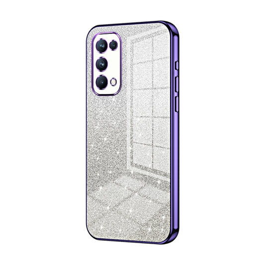 For OPPO Reno5 Pro Gradient Glitter Powder Electroplated Phone Case(Purple) - OPPO Cases by buy2fix | Online Shopping UK | buy2fix