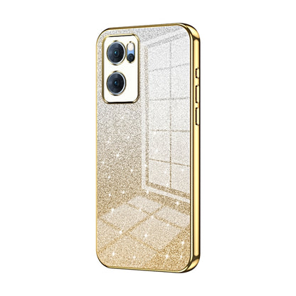 For OPPO Reno7 5G Gradient Glitter Powder Electroplated Phone Case(Gold) - OPPO Cases by buy2fix | Online Shopping UK | buy2fix