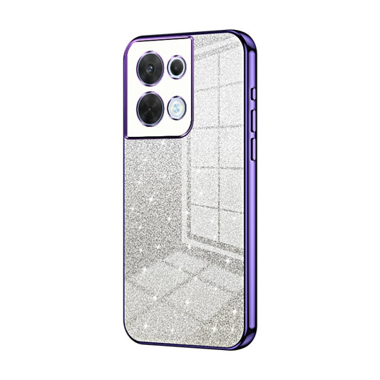 For OPPO Reno8 Gradient Glitter Powder Electroplated Phone Case(Purple) - OPPO Cases by buy2fix | Online Shopping UK | buy2fix