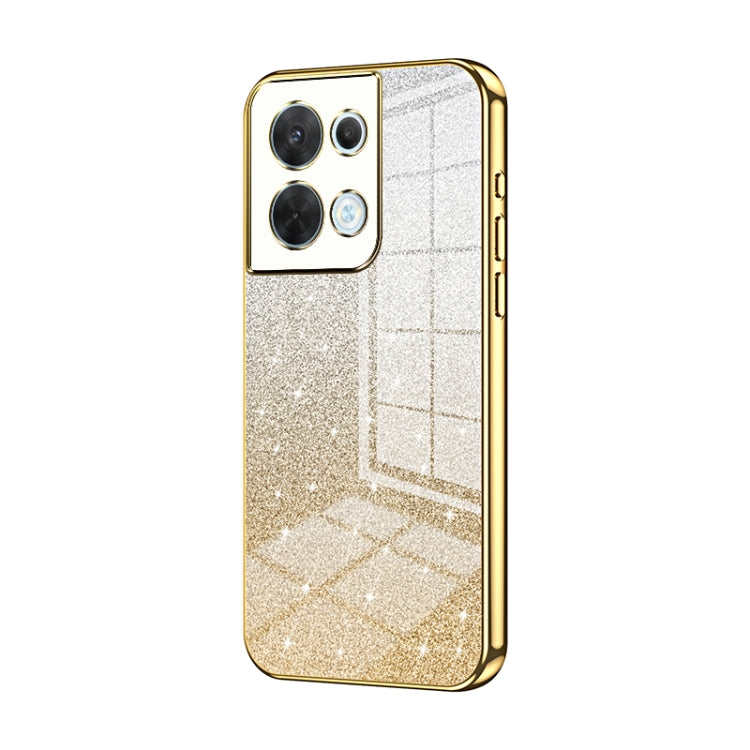 For OPPO Reno8 Gradient Glitter Powder Electroplated Phone Case(Gold) - OPPO Cases by buy2fix | Online Shopping UK | buy2fix