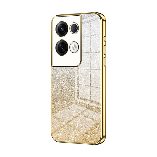 For OPPO Reno8 Pro+ Gradient Glitter Powder Electroplated Phone Case(Gold) - OPPO Cases by buy2fix | Online Shopping UK | buy2fix