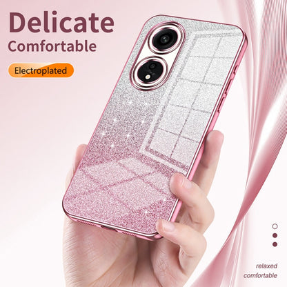 For OPPO Reno9 / Reno9 Pro Gradient Glitter Powder Electroplated Phone Case(Transparent) - OPPO Cases by buy2fix | Online Shopping UK | buy2fix