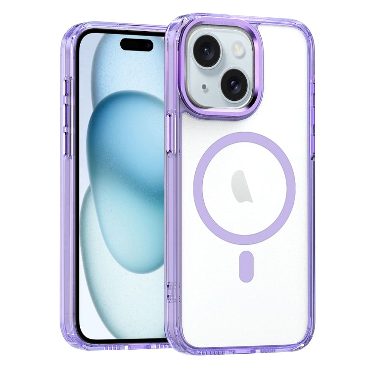 For iPhone 15 MagSafe Magnetic Clear Phone Case(Purple) - iPhone 15 Cases by buy2fix | Online Shopping UK | buy2fix