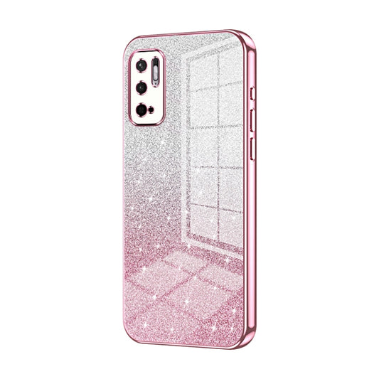 For Xiaomi Redmi Note 10 5G / Note 10T 5G Gradient Glitter Powder Electroplated Phone Case(Pink) - Xiaomi Cases by buy2fix | Online Shopping UK | buy2fix