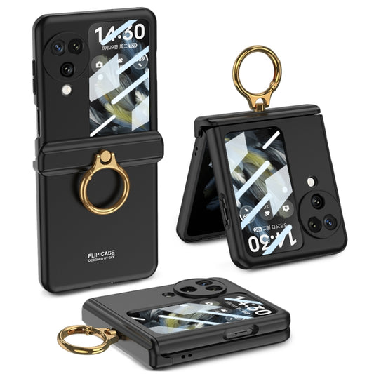 For OPPO Find N3 Flip GKK Integrated Magnetic Hinged Flip Case with Ring Holder(Black) - Find N3 Flip Cases by GKK | Online Shopping UK | buy2fix