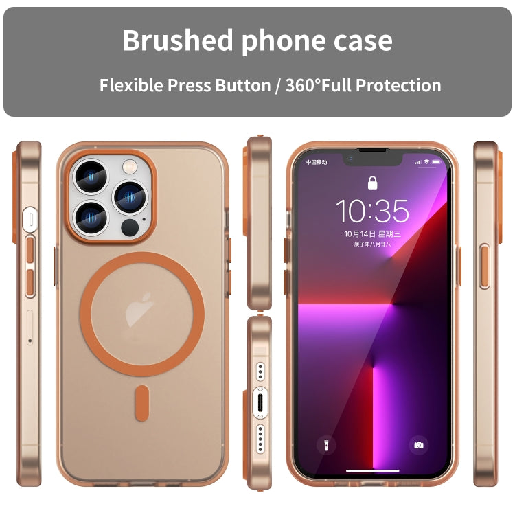 For iPhone 13 Pro MagSafe Frosted Translucent TPU + PC Full Coverage Phone Case(Orange) - iPhone 13 Pro Cases by buy2fix | Online Shopping UK | buy2fix