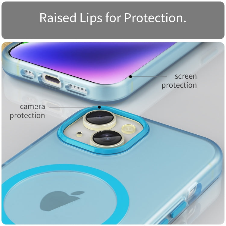 For iPhone 16 MagSafe Frosted Translucent TPU + PC Full Coverage Phone Case(Blue) - iPhone 16 Cases by buy2fix | Online Shopping UK | buy2fix