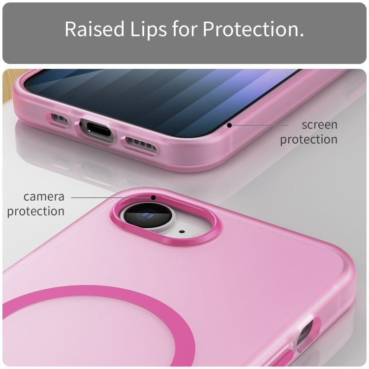 For iPhone SE 2024 MagSafe Frosted Translucent TPU + PC Full Coverage Phone Case(Pink) - More iPhone Cases by buy2fix | Online Shopping UK | buy2fix