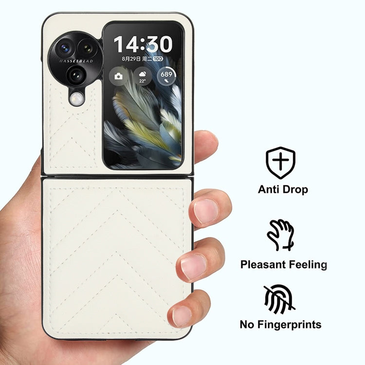 For OPPO Find N3 Flip V-shaped Folding Phone Case(White) - Find N3 Flip Cases by buy2fix | Online Shopping UK | buy2fix