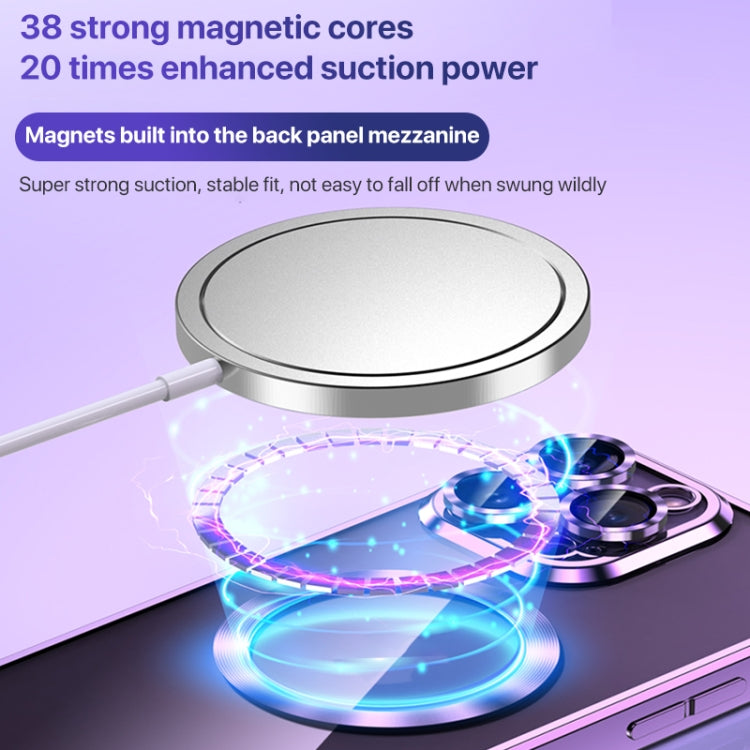 For iPhone 14 Pro Max MagSafe CD Texture Metal Lens Frame Full Coverage Phone Case(Blue) - iPhone 14 Pro Max Cases by buy2fix | Online Shopping UK | buy2fix