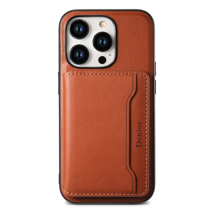 For iPhone 12 Pro Denior Cowhide Texture Leather MagSafe Detachable Wallet Phone Case(Brown) - iPhone 12 / 12 Pro Cases by Denior | Online Shopping UK | buy2fix