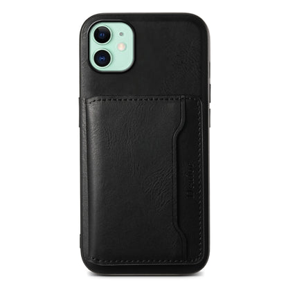 For iPhone 11 Denior Cowhide Texture Leather MagSafe Detachable Wallet Phone Case(Black) - iPhone 11 Cases by Denior | Online Shopping UK | buy2fix
