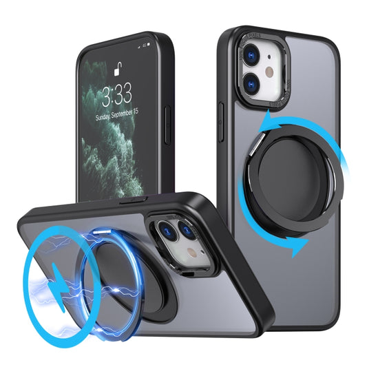 For iPhone 11 360-degree Rotating MagSafe Magnetic Holder Phone Case(Black) - iPhone 11 Cases by buy2fix | Online Shopping UK | buy2fix