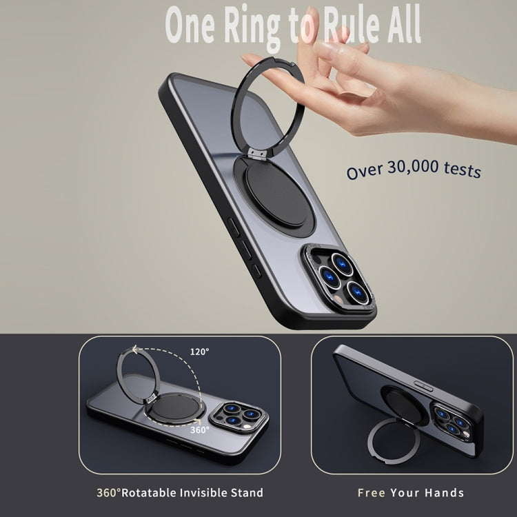 For iPhone 15 Pro 360-degree Rotating MagSafe Magnetic Holder Phone Case(Black) - iPhone 15 Pro Cases by buy2fix | Online Shopping UK | buy2fix