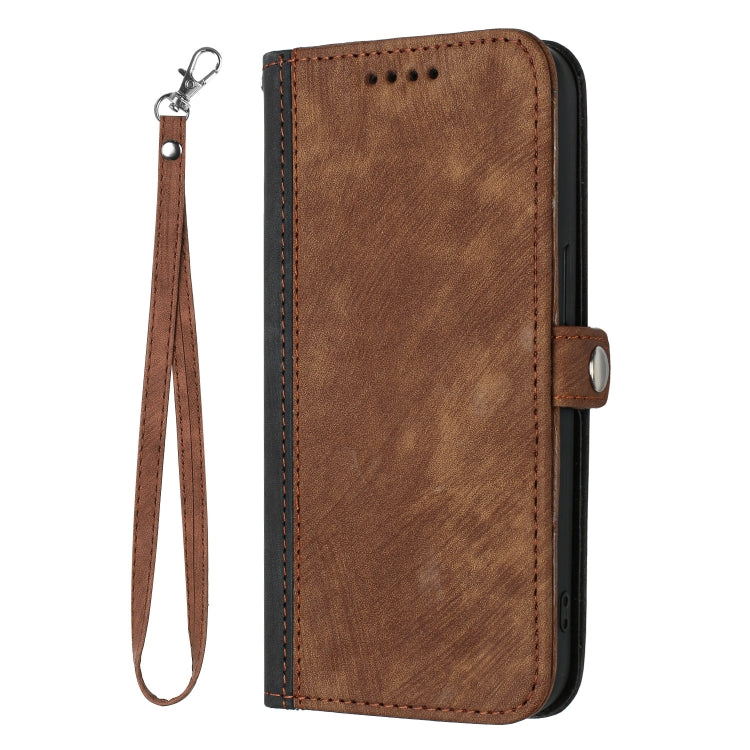 For OnePlus 12 Side Buckle Double Fold Hand Strap Leather Phone Case(Brown) - OnePlus Cases by buy2fix | Online Shopping UK | buy2fix