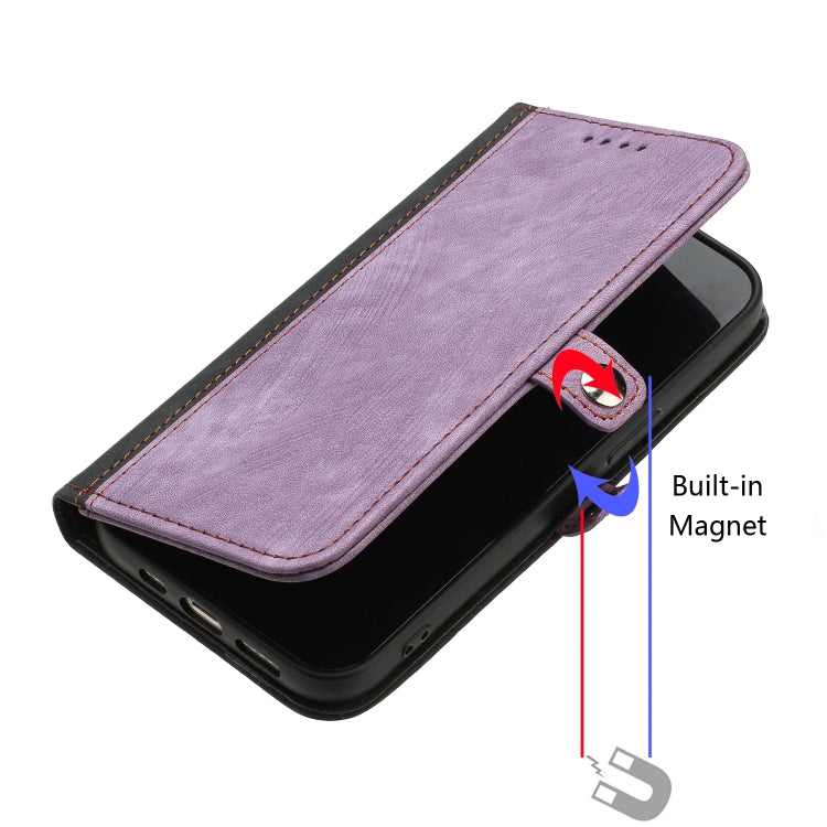 For OnePlus 12 Side Buckle Double Fold Hand Strap Leather Phone Case(Purple) - OnePlus Cases by buy2fix | Online Shopping UK | buy2fix