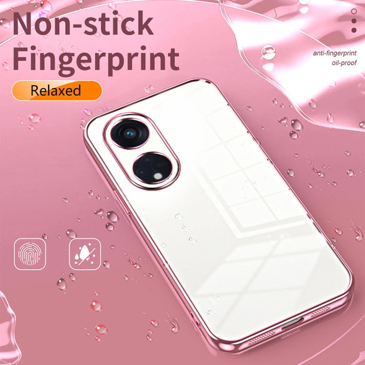 For OPPO Reno8 T 5G Transparent Plating Fine Hole Phone Case(Blue) - OPPO Cases by buy2fix | Online Shopping UK | buy2fix