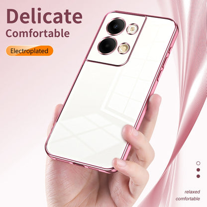 For OPPO Reno9 / Reno9 Pro Transparent Plating Fine Hole Phone Case(Transparent) - OPPO Cases by buy2fix | Online Shopping UK | buy2fix