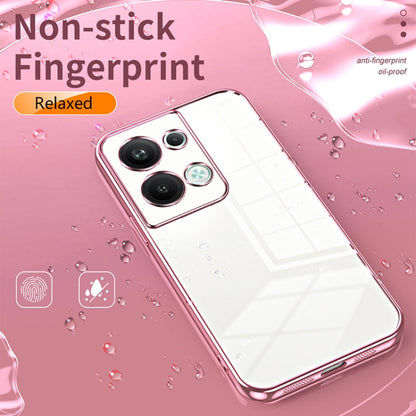 For OPPO Reno9 Pro+ Transparent Plating Fine Hole Phone Case(Silver) - OPPO Cases by buy2fix | Online Shopping UK | buy2fix