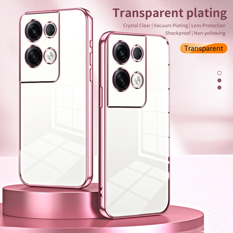 For OPPO Reno8 Pro+ Transparent Plating Fine Hole Phone Case(Pink) - OPPO Cases by buy2fix | Online Shopping UK | buy2fix