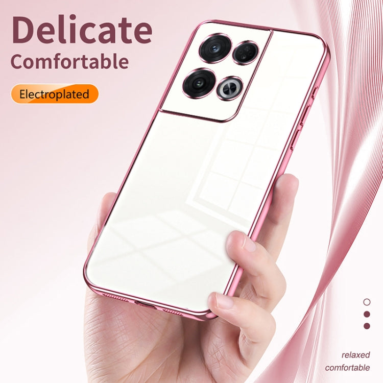 For OPPO Reno8 Pro Transparent Plating Fine Hole Phone Case(Gold) - OPPO Cases by buy2fix | Online Shopping UK | buy2fix