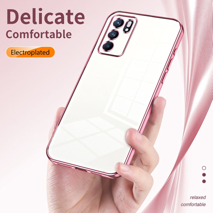 For OPPO Reno6 Indian / Malay Transparent Plating Fine Hole Phone Case(Pink) - OPPO Cases by buy2fix | Online Shopping UK | buy2fix