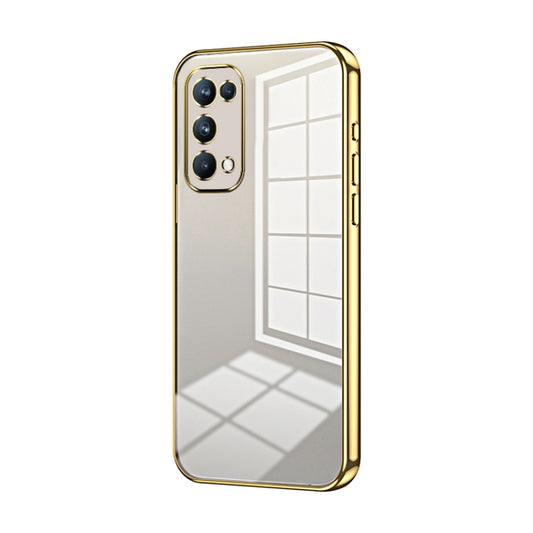 For OPPO Reno5 Pro Transparent Plating Fine Hole Phone Case(Gold) - OPPO Cases by buy2fix | Online Shopping UK | buy2fix