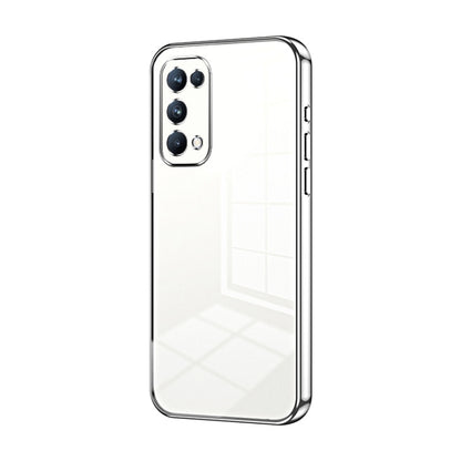 For OPPO Reno5 Pro Transparent Plating Fine Hole Phone Case(Silver) - OPPO Cases by buy2fix | Online Shopping UK | buy2fix