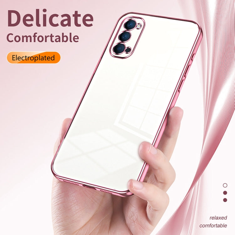 For OPPO Reno4 Transparent Plating Fine Hole Phone Case(Purple) - OPPO Cases by buy2fix | Online Shopping UK | buy2fix