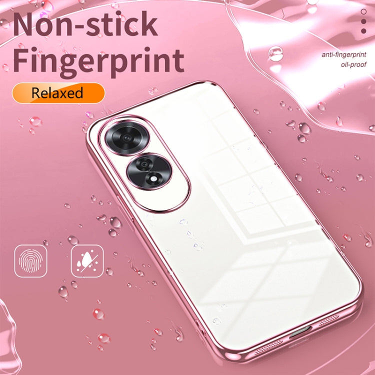 For OPPO A60 Transparent Plating Fine Hole Phone Case(Blue) - OPPO Cases by buy2fix | Online Shopping UK | buy2fix