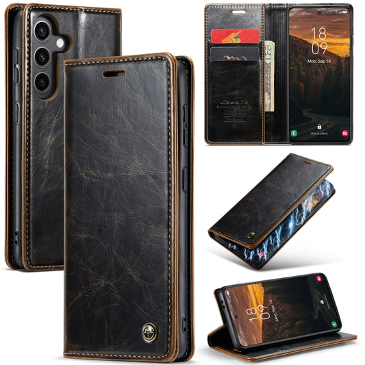 For Samsung Galaxy S24 5G CaseMe 003 Crazy Horse Texture Flip Leather Phone Case(Coffee) - Galaxy S24 5G Cases by CaseMe | Online Shopping UK | buy2fix