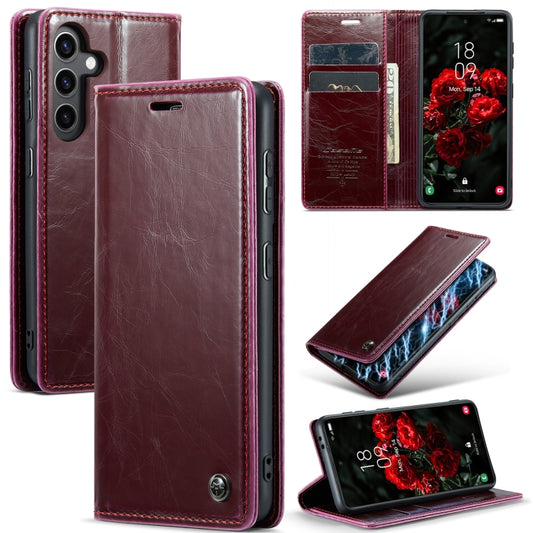 For Samsung Galaxy S24 5G CaseMe 003 Crazy Horse Texture Flip Leather Phone Case(Mulberry Red) - Galaxy S24 5G Cases by CaseMe | Online Shopping UK | buy2fix