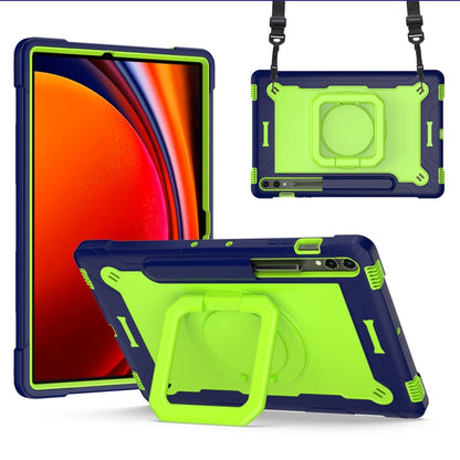 For Samsung Galaxy Tab S9 FE+ / S9+ Handle Robot Silicone Hybrid PC Tablet Case(Navy Yellow Green) - Galaxy Tab S9+ Cases by buy2fix | Online Shopping UK | buy2fix