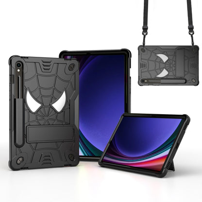 For Samsung Galaxy Tab S9 FE / S9 Fold-Holder Spider Silicone Hybrid PC Tablet Case(Black) - Galaxy Tab S9 Cases by buy2fix | Online Shopping UK | buy2fix