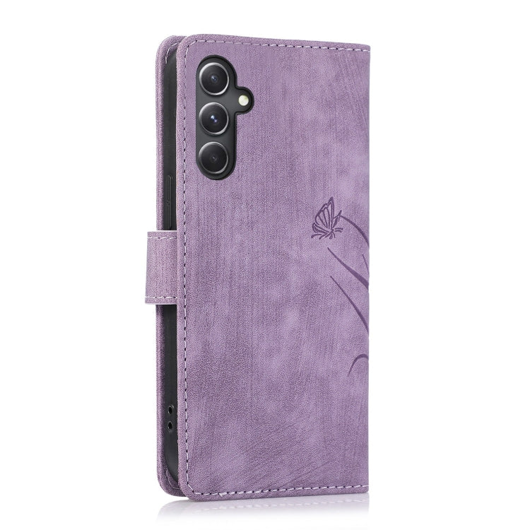 For Samsung Galaxy S24+ / S25+ 5G Orchid Butterfly Embossed Leather Phone Case(Purple) - Galaxy S24+ 5G Cases by buy2fix | Online Shopping UK | buy2fix