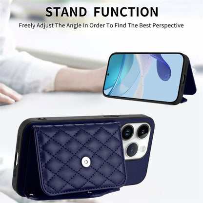 For iPhone 16 Pro Rhombic Texture Card Bag RFID Phone Case with Long Lanyard(Blue) - iPhone 16 Pro Cases by buy2fix | Online Shopping UK | buy2fix