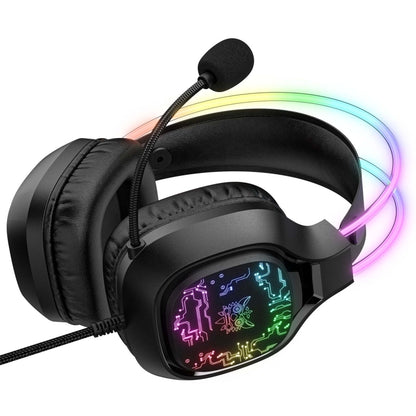 ONIKUMA X22 USB + 3.5mm Colorful Light Wired Gaming Headset with Mic, Cable length: 1.8m(Black) - Multimedia Headset by ONIKUMA | Online Shopping UK | buy2fix