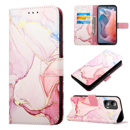 For Motorola Moto G Play 5G 2024 PT003 Marble Pattern Flip Leather Phone Case(Rose Gold) - Motorola Cases by buy2fix | Online Shopping UK | buy2fix