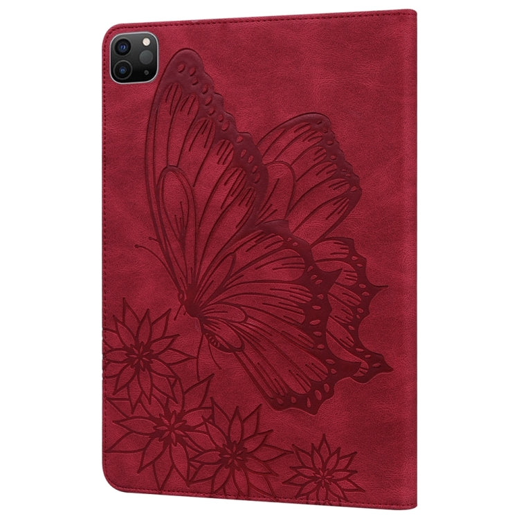 For iPad Pro 12.9 2022 / Air 13 2024 Big Butterfly Embossed Leather Tablet Case(Red) - iPad Pro 12.9 (2022/2021) Cases by buy2fix | Online Shopping UK | buy2fix