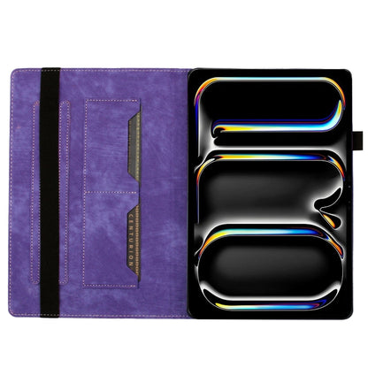 For iPad Pro 13 2024 Butterfly Cat Embossing Leather Tablet Case(Purple) - iPad Pro 13 2024 Cases by buy2fix | Online Shopping UK | buy2fix