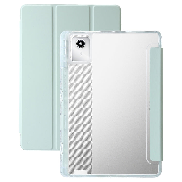 For Lenovo Tab M11 /Xiaoxin Pad 11 2024 Clear Acrylic 3-Fold Leather Tablet Case(Green) - Lenovo by buy2fix | Online Shopping UK | buy2fix