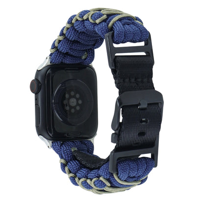 For Apple Watch Ultra 2 49mm Dual-layer Braided Paracord Buckle Watch Band(Navy Army Green) - Watch Bands by buy2fix | Online Shopping UK | buy2fix