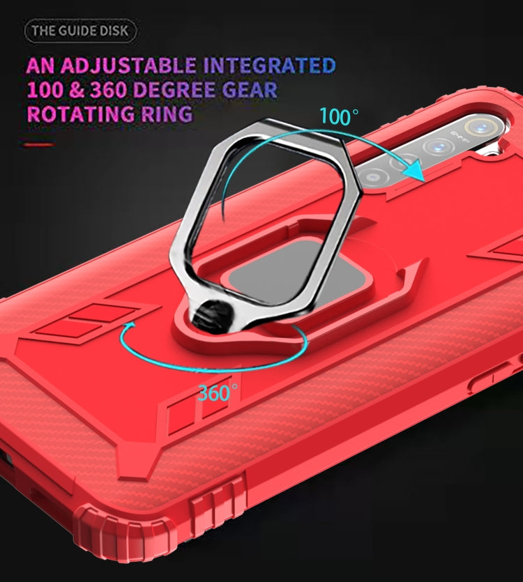 For OPPO Realme X50 & Realme X3 Carbon Fiber Protective Case with 360 Degree Rotating Ring Holder(Red) - Realme Cases by buy2fix | Online Shopping UK | buy2fix