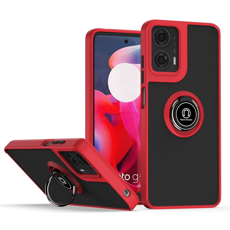 For Motorola Moto G24 / G04 Q Shadow 1 Series TPU + PC Phone Case with Ring(Red) - Motorola Cases by buy2fix | Online Shopping UK | buy2fix