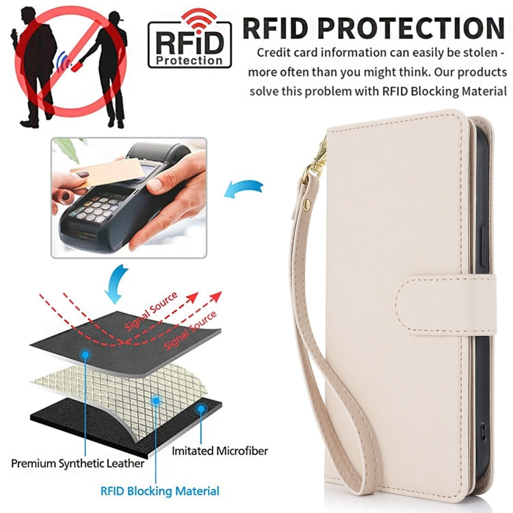 For iPhone 16 Multi-Card Wallet RFID Leather Phone Case(Apricot) - iPhone 16 Cases by buy2fix | Online Shopping UK | buy2fix